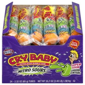Dubble Bubble Cry Baby Nitro Sours Bubble Gum 2.32oz 24ct